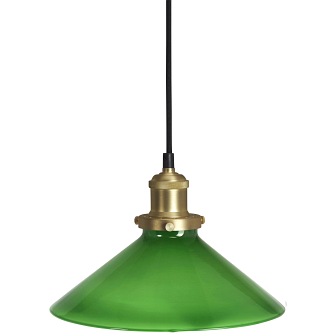 Szklana lampa wisząca stożek August zielona 25cm